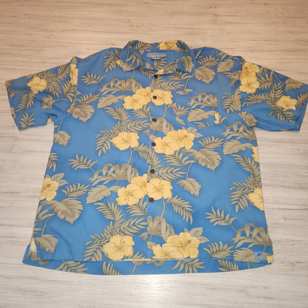 Bermuda Bay 100% Silk Hawaiian Shirt Men's XL L3